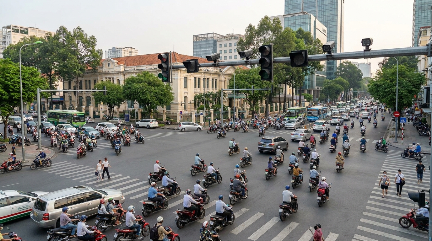 Giải pháp tối ưu đèn giao thông AI: Camera đếm lưu lượng xe