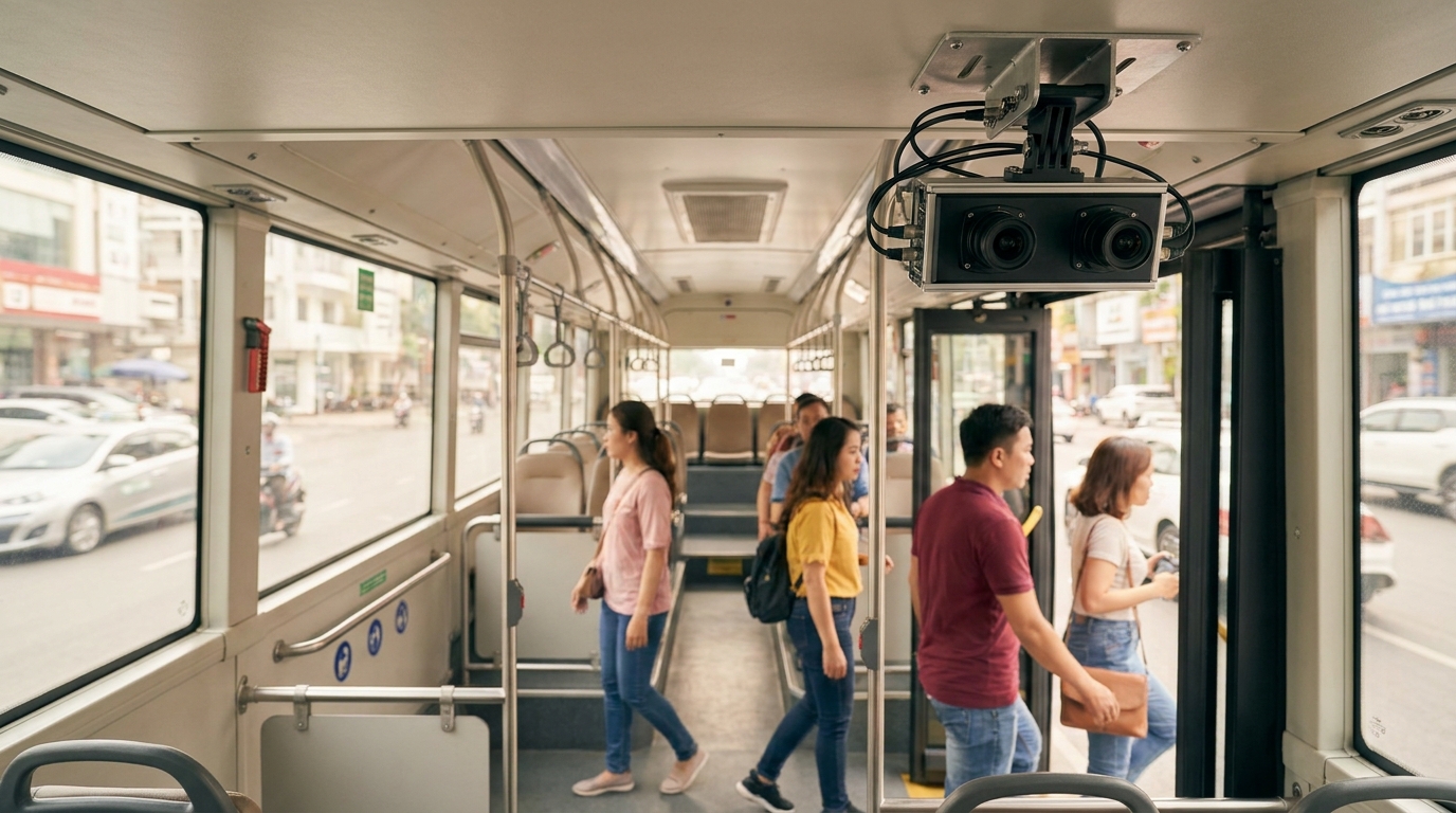 Nguyên lý hoạt động camera AI đếm hành khách xe buýt chính xác 99%