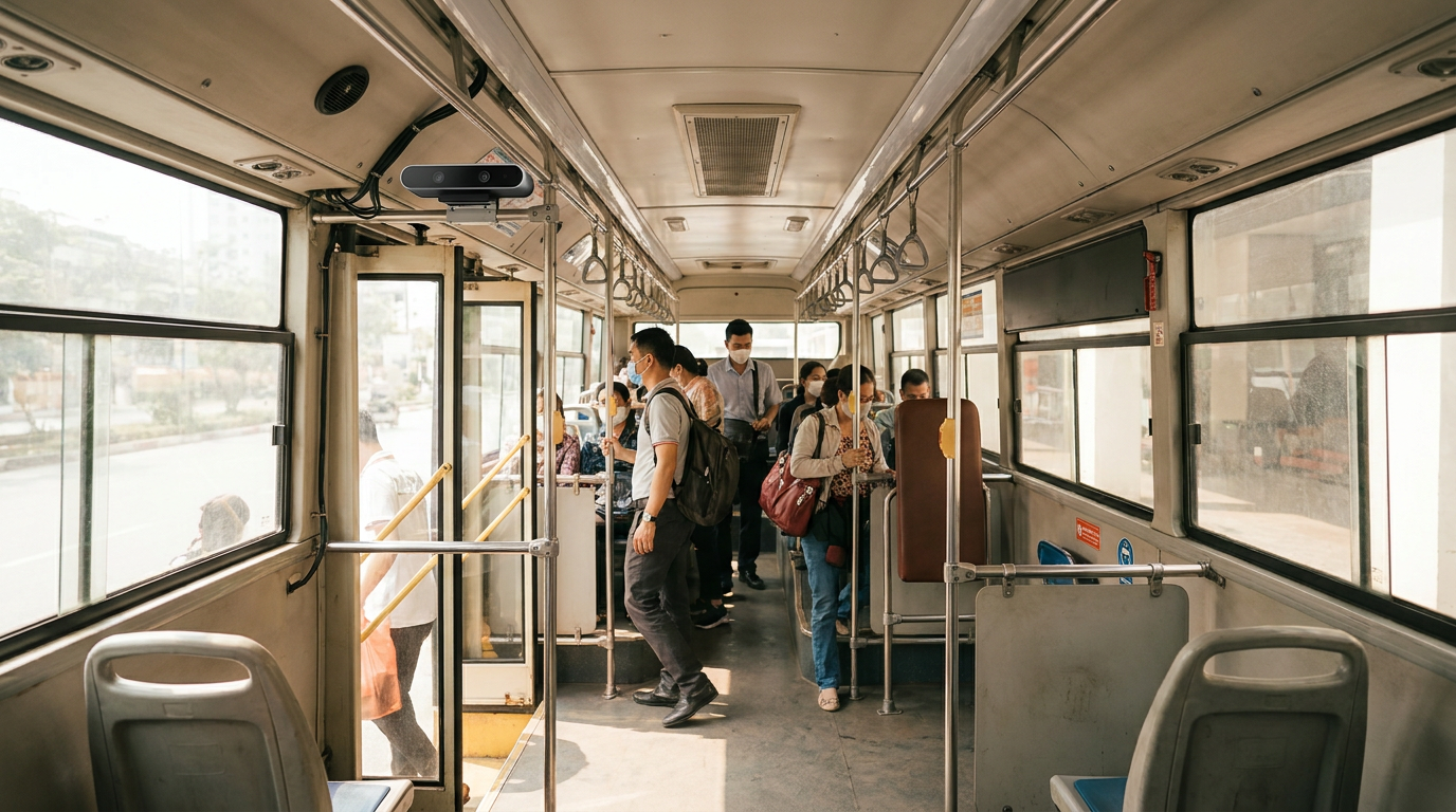 Giải pháp chống vé lậu: Camera AI đếm hành khách xe buýt
