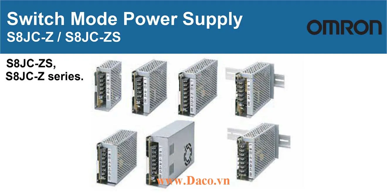 S8JC-Z Bộ Chuyển Nguồn Omron, Điện áp Vào 200-240VAC, Ra 5/12/24/48 VDC, Công suất 15-350W
