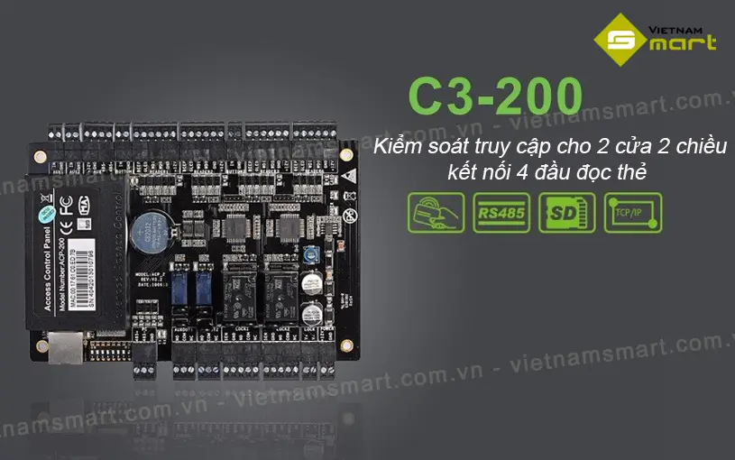 Bộ điều khiển trung tâm C3-200 ZKTeco kiểm soát 2 cửa 5