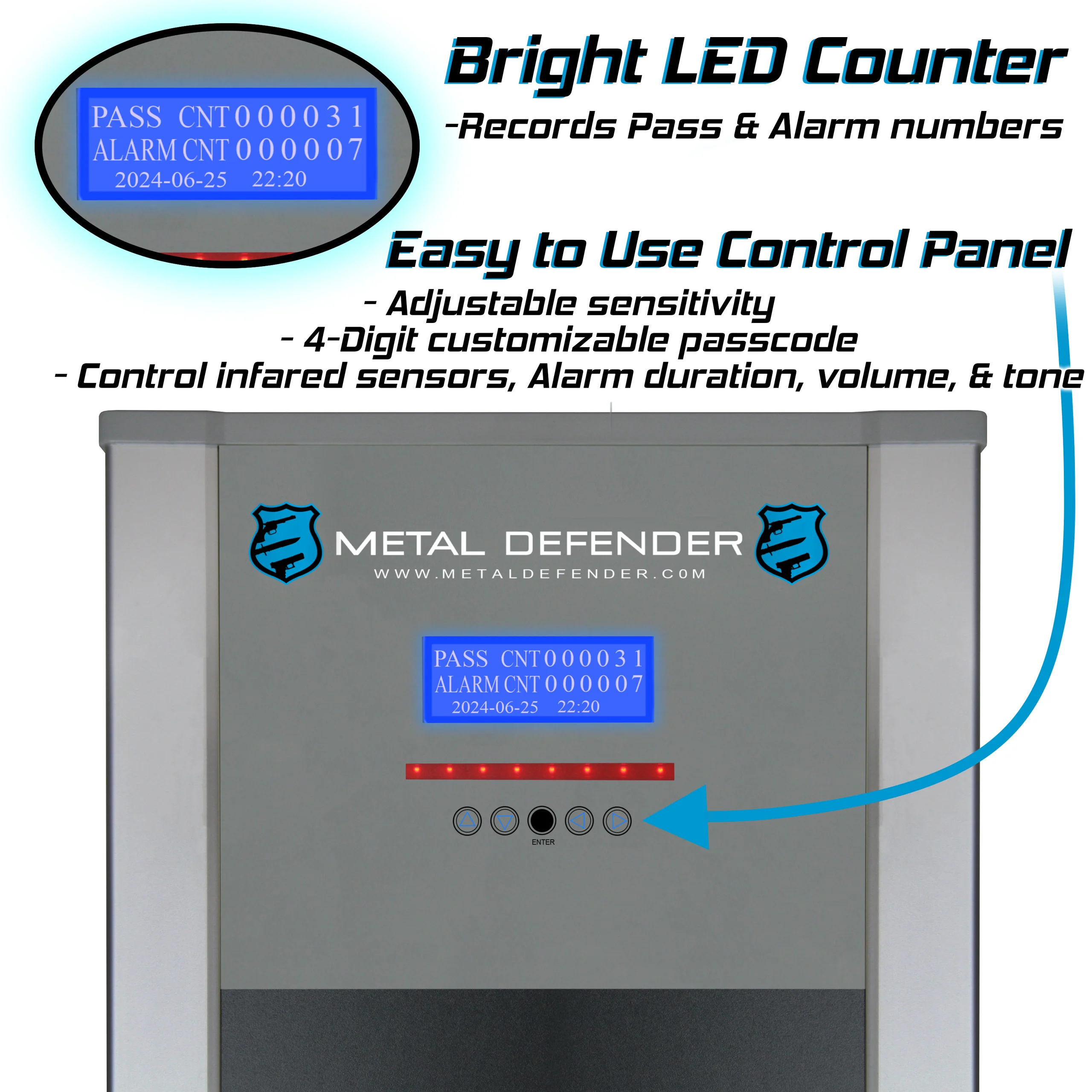 Máy dò kim loại cửa đi Metal Defender Single Wall 4