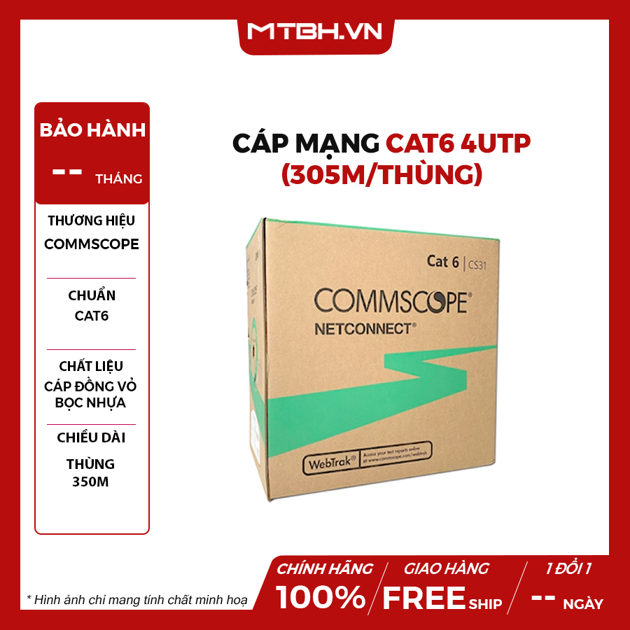Cáp mạng CAT6 4UTP 23AWG CM 305m/thùng Commscope 1427254-6 2