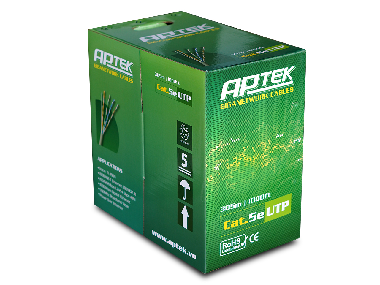 Cáp mạng APTEK Cat.5e UTP Copper 24AWG (530-1101-2)
