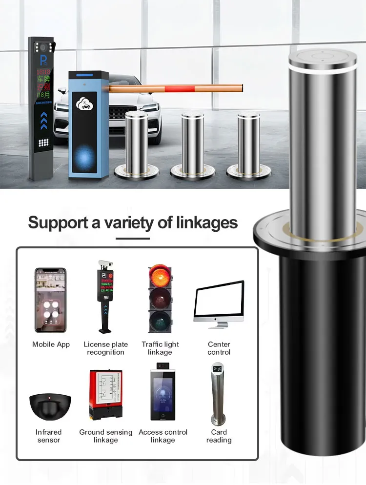 Cột chắn tự động XGY-B01 cho bãi đỗ xe, thép không gỉ, IP68, điều khiển từ xa 3