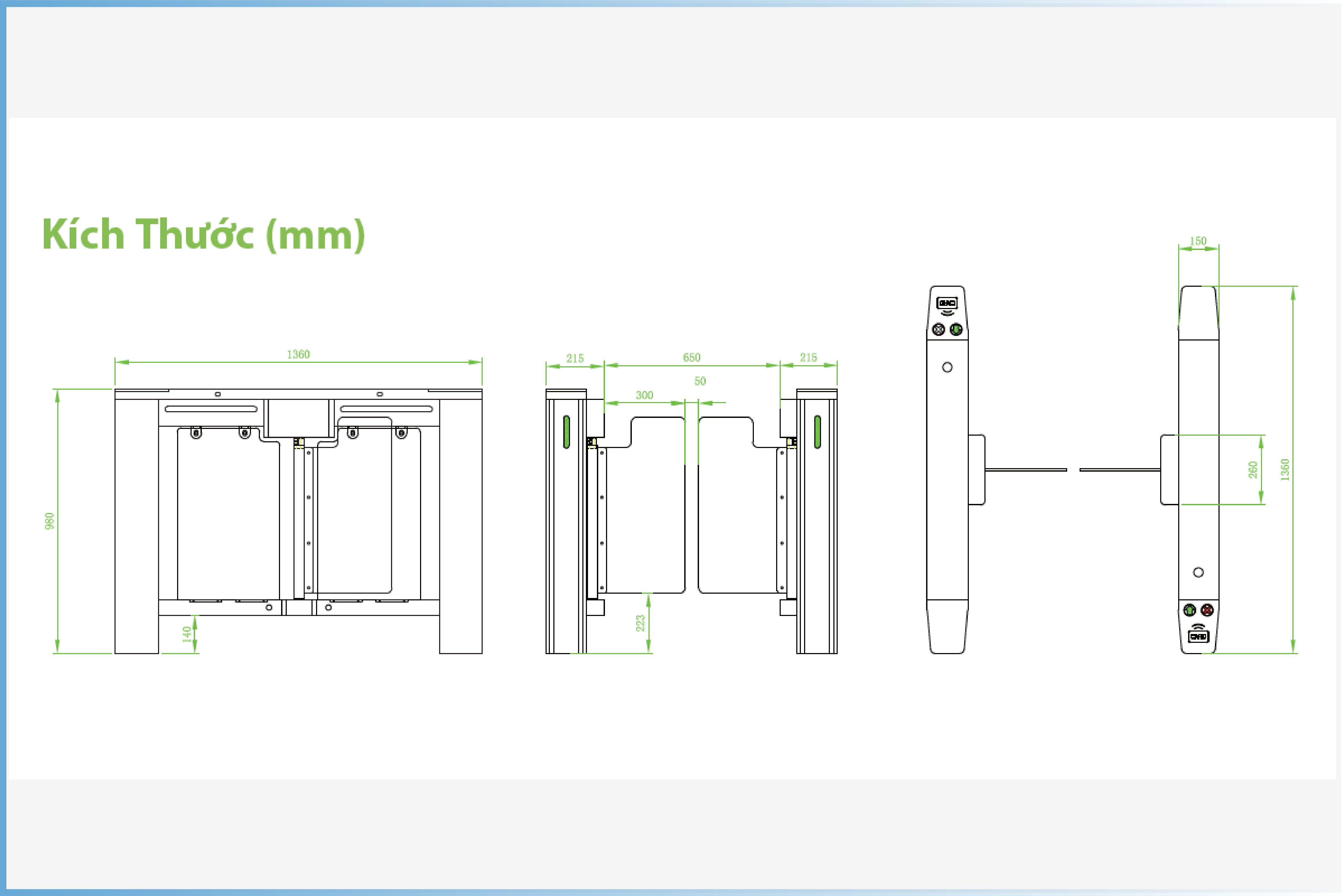Cổng xoay Swing Barrier ZKTeco SBTL500 - Single Lane Turnstile 5