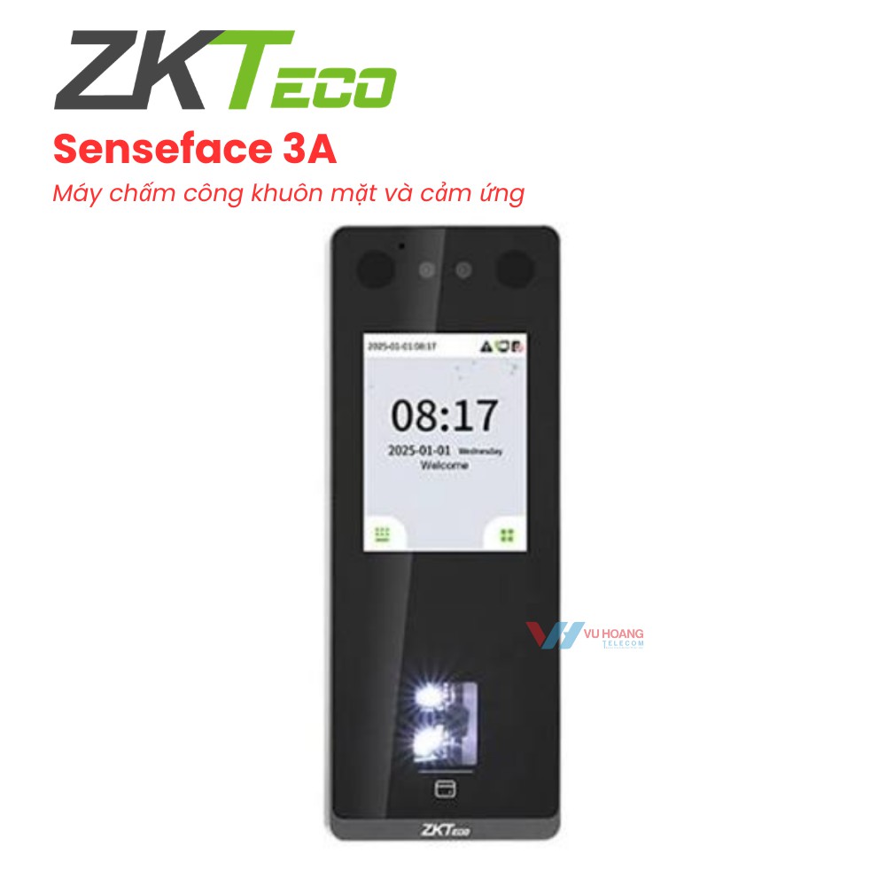 Máy chấm công khuôn mặt và cảm ứng ZKTeco SenseFace 3A 2