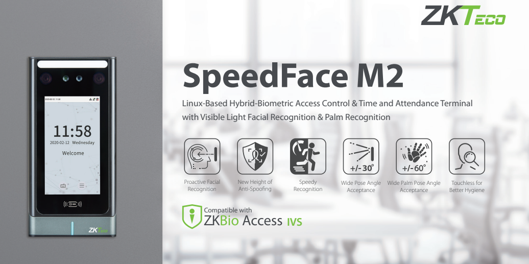 Thiết bị kiểm soát ra vào dùng khuôn mặt ZKTeco SpeedFace M2 2