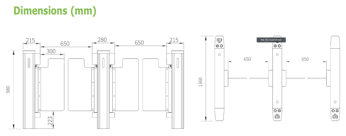 Cổng kiểm soát an ninh ZKTECO Flap Barrier FBL200 4