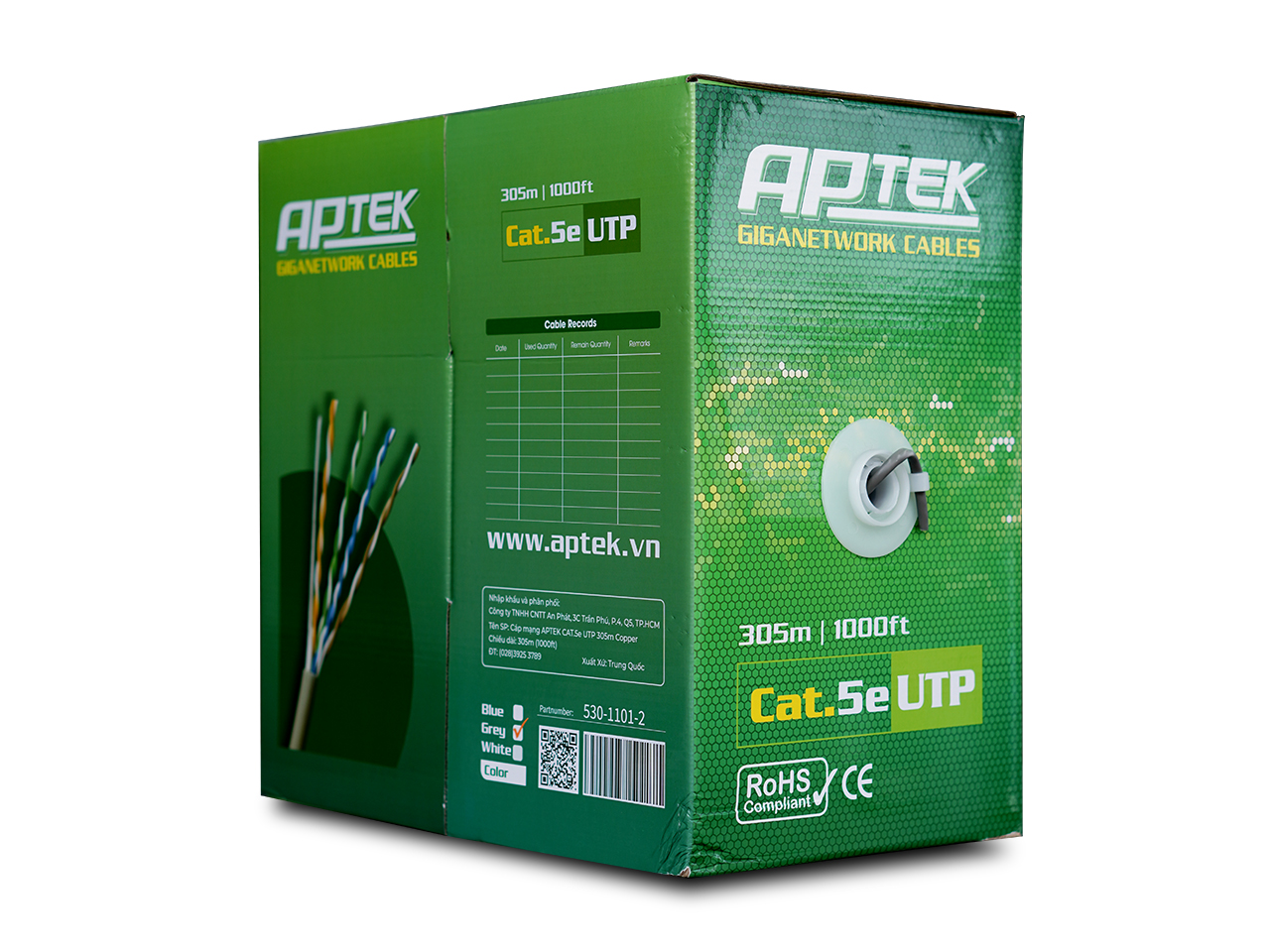 Cáp mạng APTEK Cat.5e UTP Copper 24AWG (530-1101-2) 3