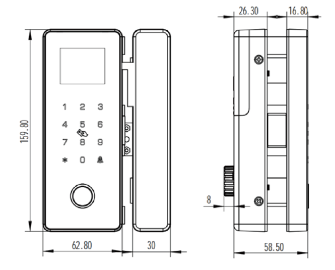 Khóa vân tay cửa kính ZKTeco NGTeco GL40N – SL04-GL40N 2