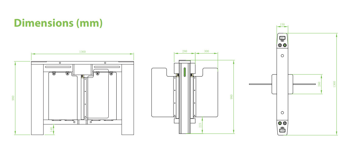 Cổng kiểm soát an ninh ZKTECO Flap Barrier FBL200 3