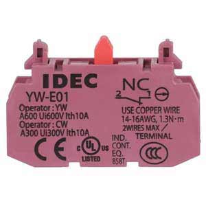 Tiếp điểm phụ IDEC YW-E01, SPST (1NC), đỏ