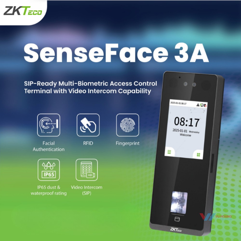 Máy chấm công khuôn mặt và cảm ứng ZKTeco SenseFace 3A 3