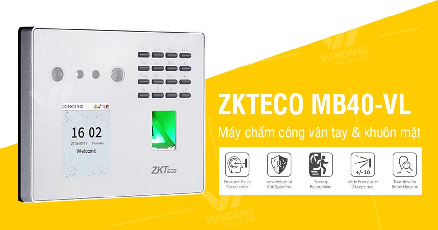 Máy chấm công vân tay, khuôn mặt ZKTECO MB40-VL - ảnh 2