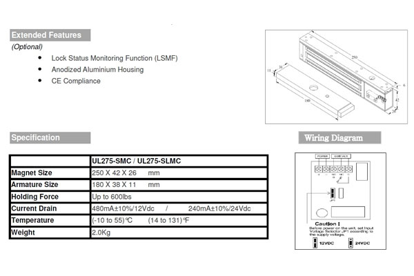 Khoá điện từ UL275-SL-A 2