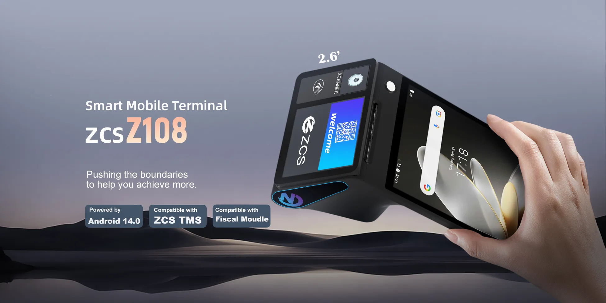 Máy POS thông minh Z108 - Android 14.0, màn hình kép 8 inch, NFC