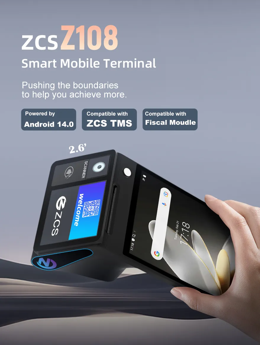 Máy POS thông minh Z108 - Android 14.0, màn hình kép 8 inch, NFC 2