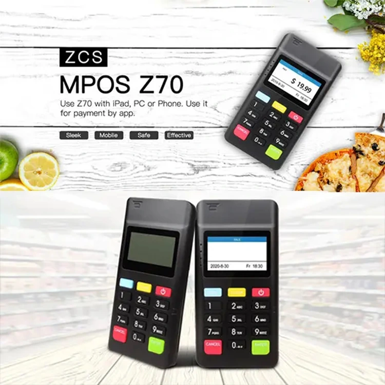 Thiết bị đầu cuối MPOS Bluetooth 3 trong 1 ZCS Z70 – Đầu đọc từ tính / IC / NFC — Việt POS 5