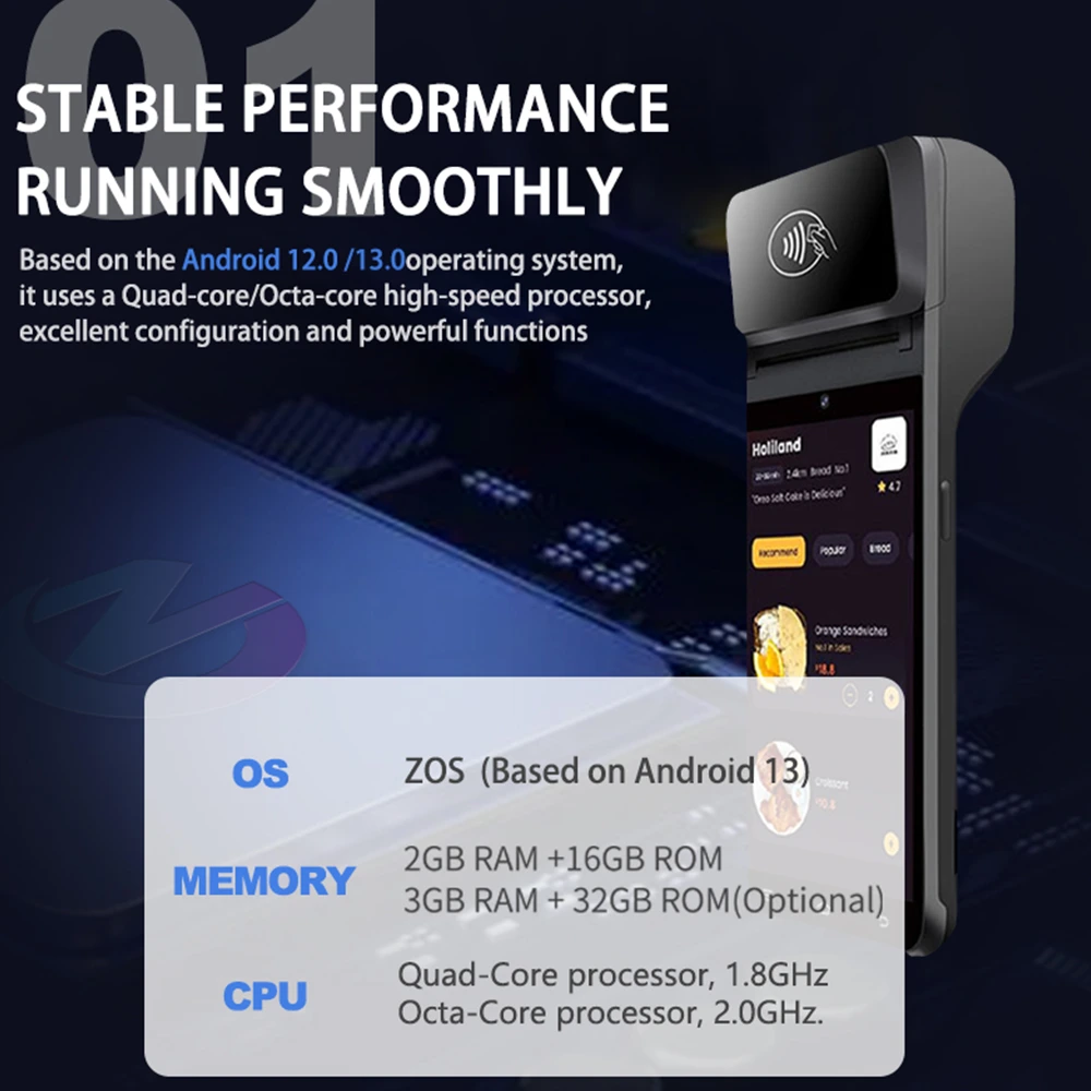 Thiết bị đầu cuối di động thông minh Z92S (ODM) - Máy POS Android 14.0 tích hợp máy in — Việt POS 4