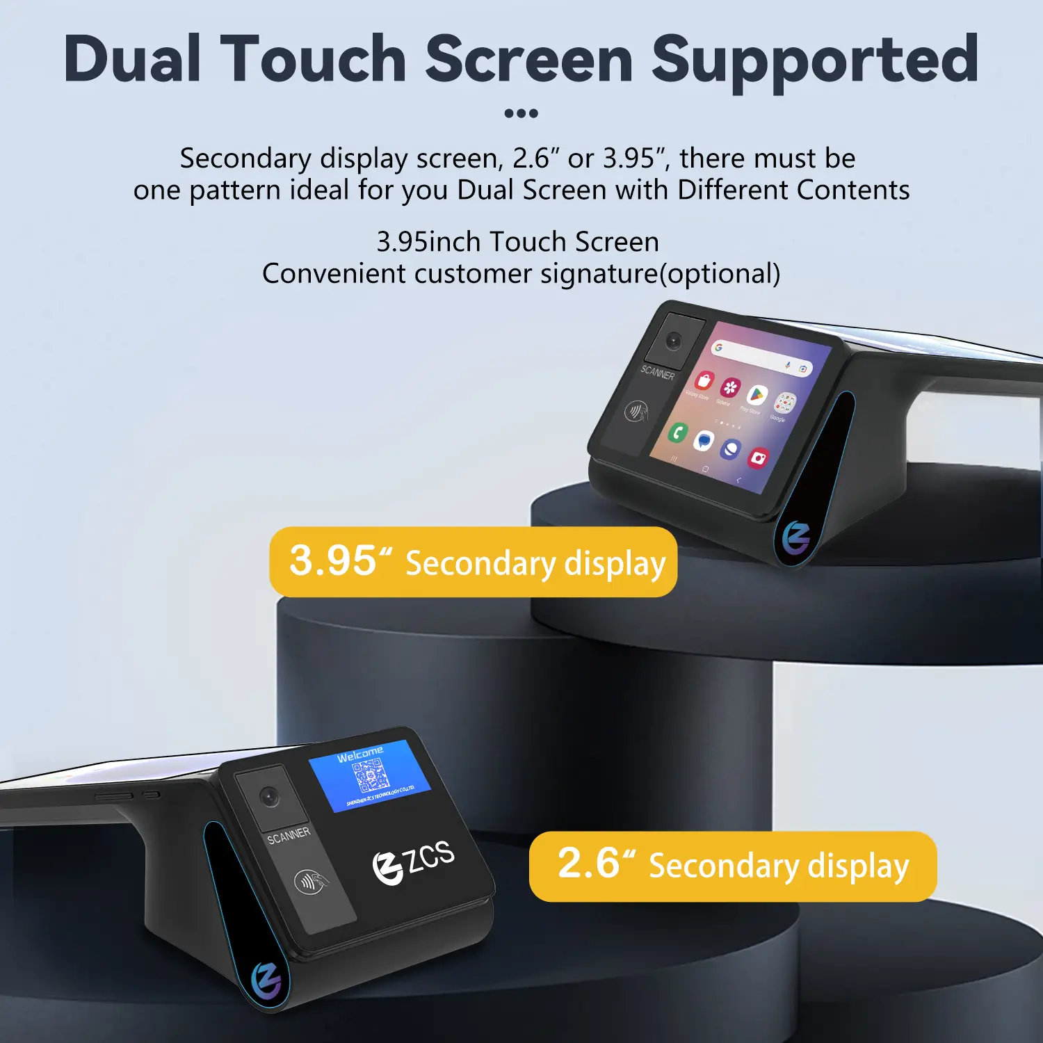 Máy POS thông minh Z108 - Android 14.0, màn hình kép 8 inch, NFC 6