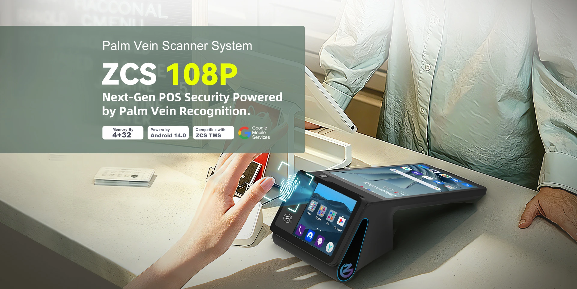 Đầu cuối tĩnh mạch lòng bàn tay Z108 - Thiết bị nhận dạng sinh trắc học 8 inch