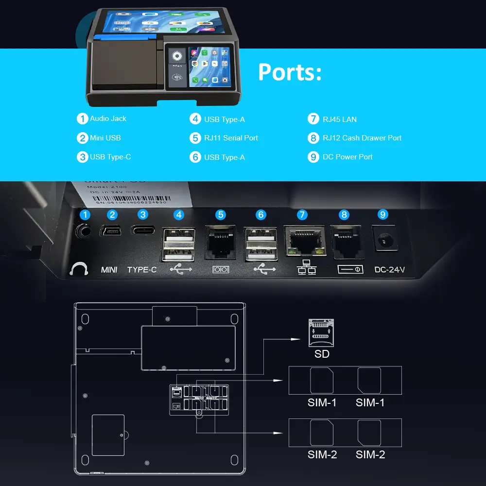 Máy POS để bàn Z100 - Android Tablet POS All-in-One — Việt POS 6