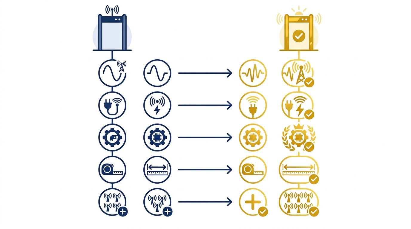 Bảng tóm tắt: Tiêu chí kỹ thuật thiết bị RFID cổng kho hợp quy