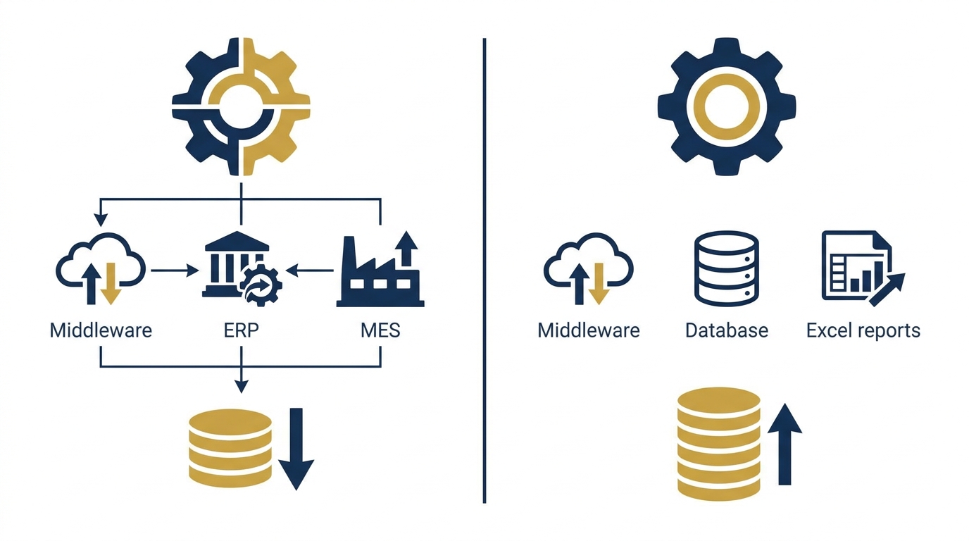 Chi phí phần mềm middleware và tích hợp ERP/MES
