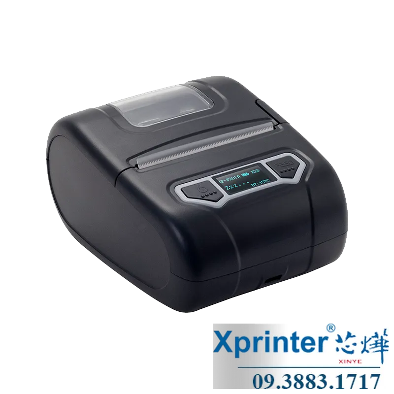 Máy in hóa đơn di động Xprinter XP-P201A — LCD 19 ngôn ngữ, pin 2550mAh