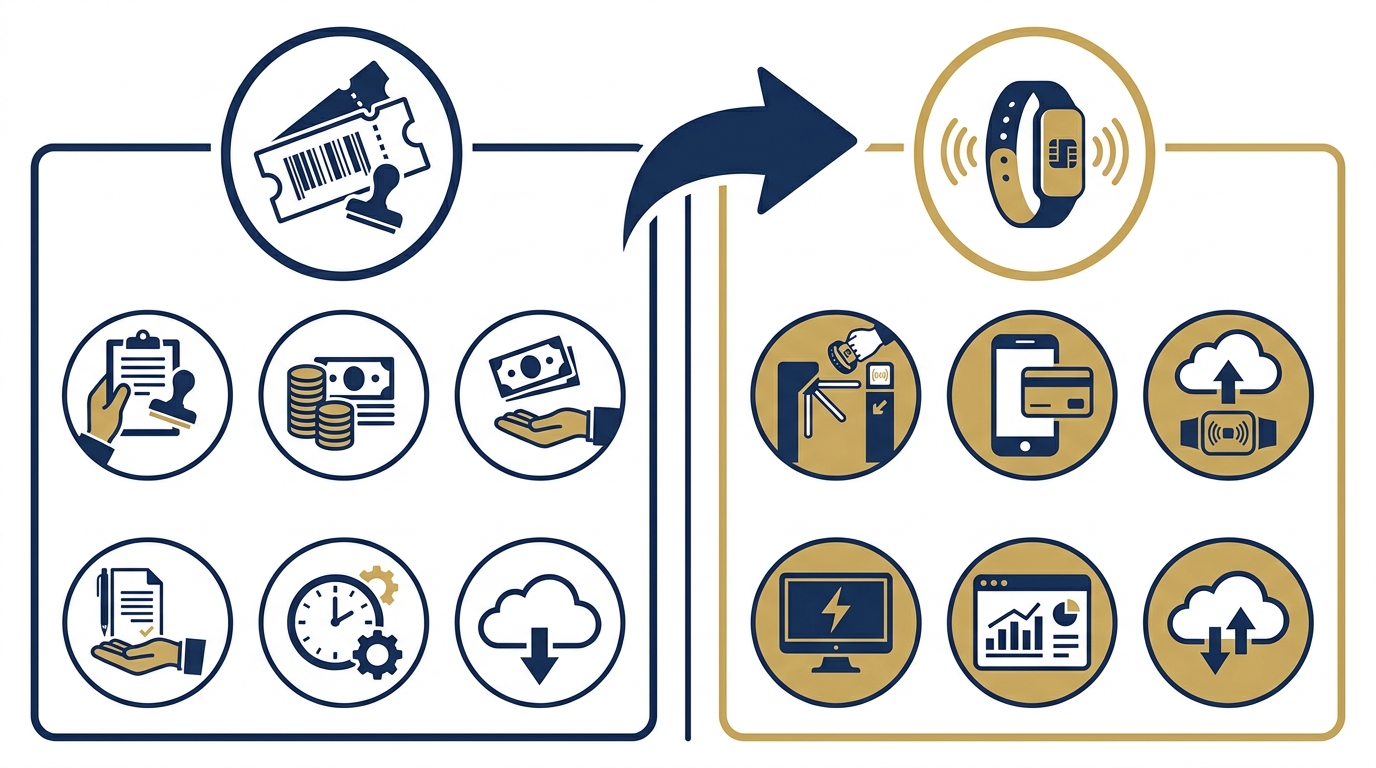 Combo vé một vòng tay RFID khác gì so với vé giấy truyền thống?