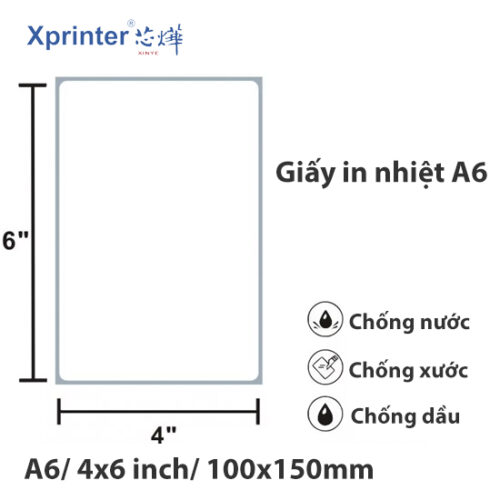 A6 Thermal Paper Xprinter 100x150mm Full Topcoat - 500 Labels 6