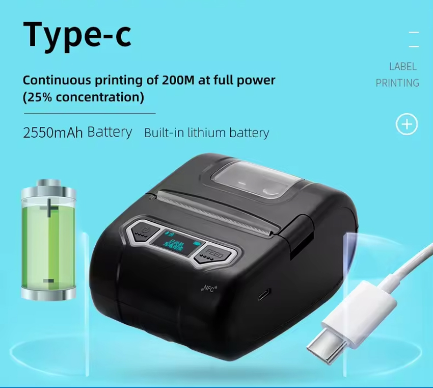 Máy in hóa đơn di động Xprinter XP-P301A — Pin 2550mAh, in mã 2D