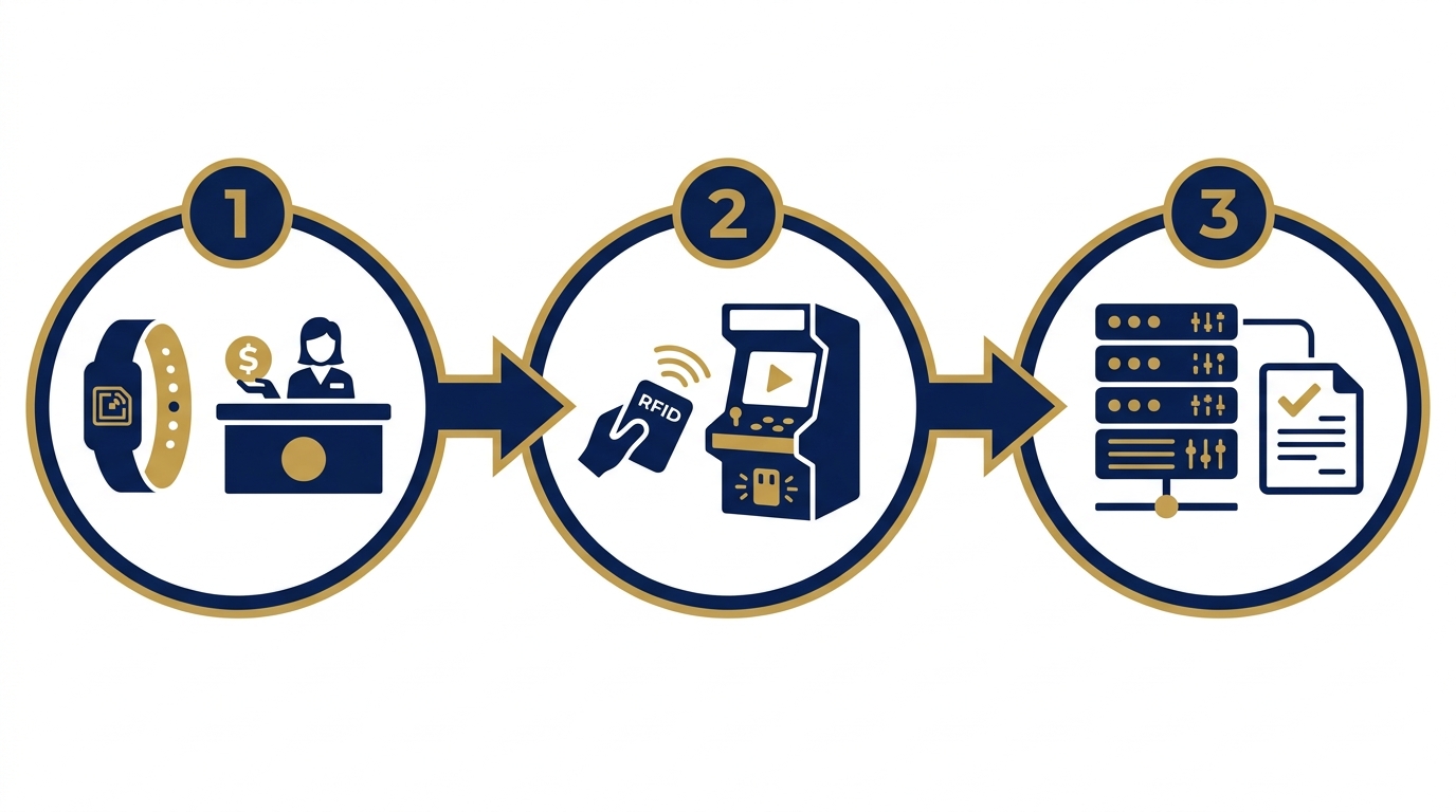 Vòng tay RFID cashless hoạt động như thế nào tại khu vui chơi?