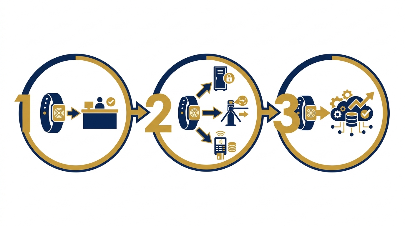 Vòng tay RFID cashless hoạt động thế nào trong khu tắm khoáng nóng?