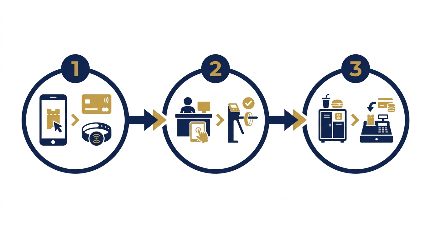 Quy trình vận hành cashless công viên nước gồm những bước nào?