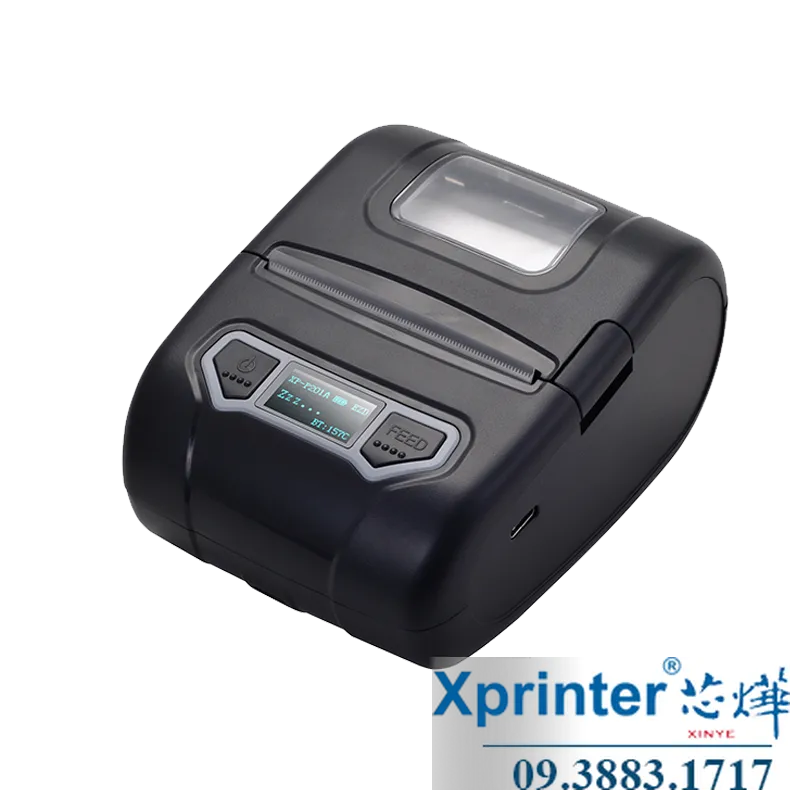 Máy in hóa đơn di động Xprinter XP-P201A — LCD 19 ngôn ngữ, pin 2550mAh 4