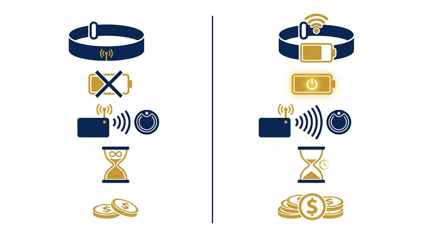 Vòng tay RFID dùng pin hay không cần pin?