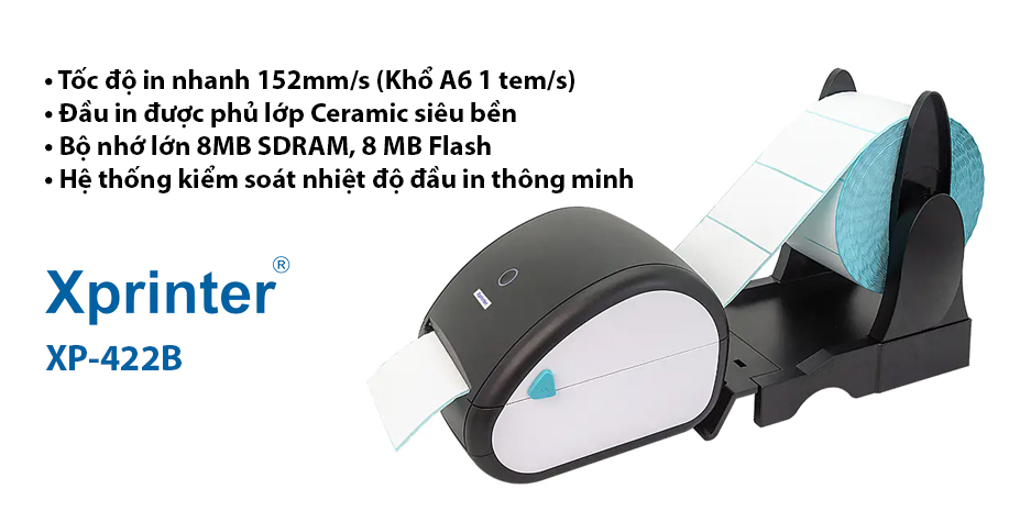 Xprinter XP-422B Label Printer USB + LAN — Barcode & Shipping Label Printing
