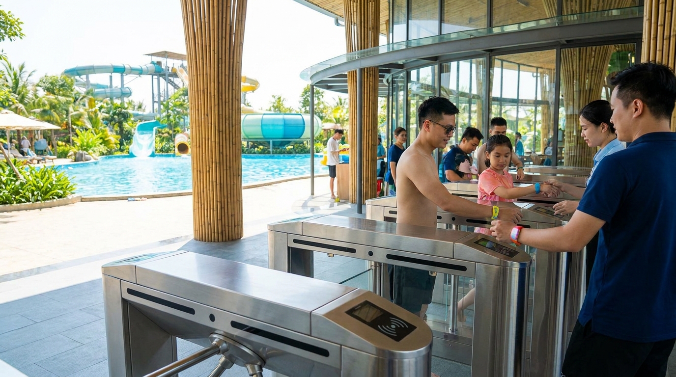 Giải pháp cashless công viên nước: khách không cần ôm ví tiền