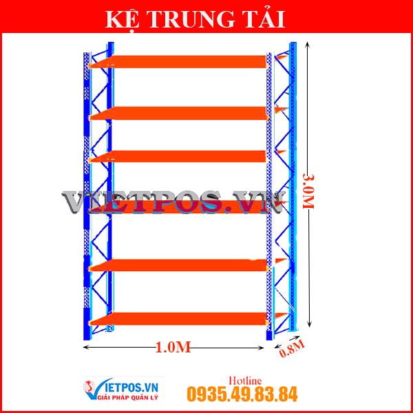 6-tier medium-duty rack (L1m x W0.8m x H3m – 350kg/tier)