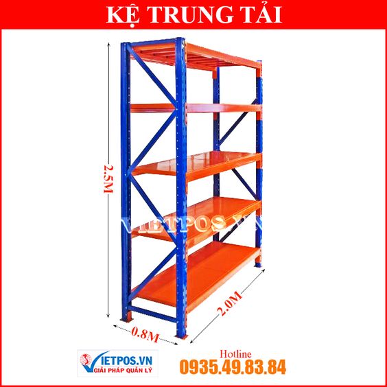 5-tier medium-duty rack (L2m x H0.8m x W2.5m 350kg/tier)