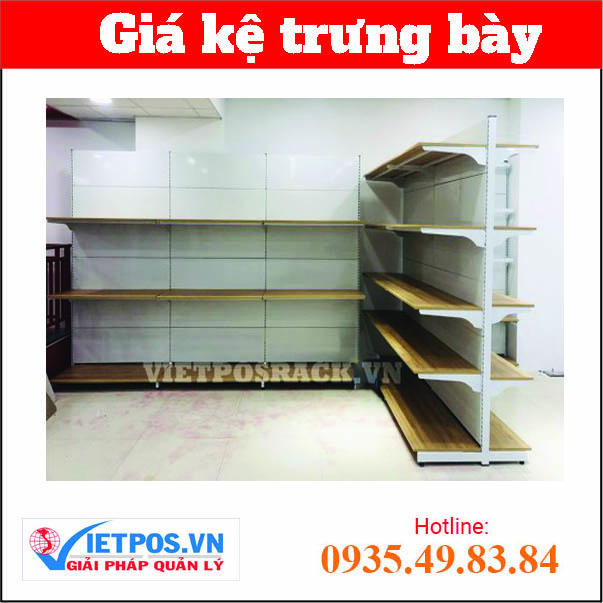 Single-sided supermarket shelf with wood 2