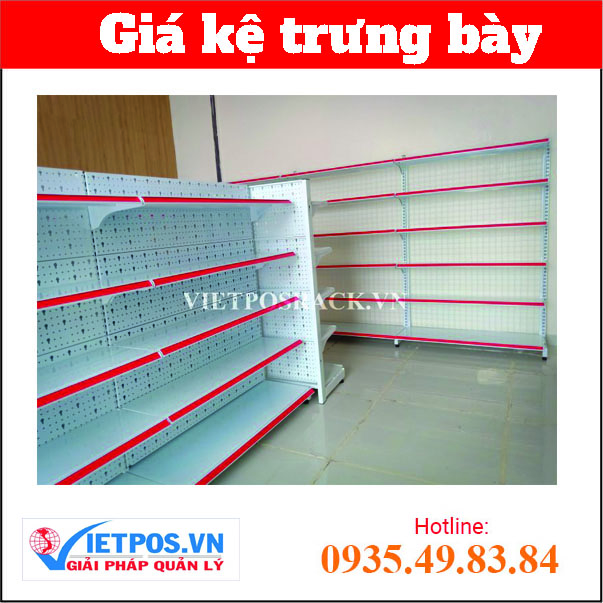 Perforated steel single-sided supermarket shelf 90cm – 120cm (0.8mm thick) 3 tiers 2