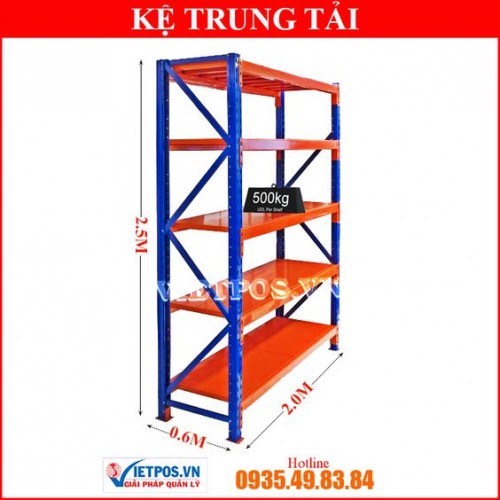 5-tier medium-duty rack (L2m x W0.6m x H2.5m – 500kg/tier)