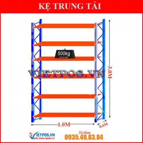 6-tier medium-duty rack (L1m x W0.6m x H3m – 500kg/tier)