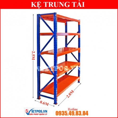 5-tier medium-duty rack (L2m x W0.6m x H2.5m – 350kg/tier)
