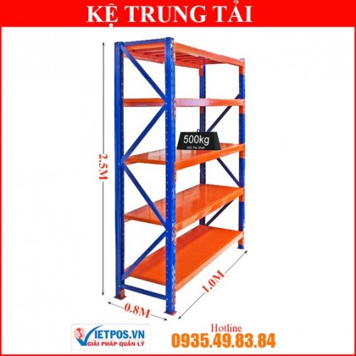 5-tier medium-duty rack (L1m x W0.8m x H2.5m – 500kg/tier)
