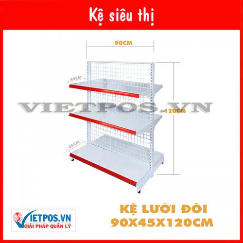 Kệ đôi siêu thị 3 tầng (D90 x C120 x R45) Cm