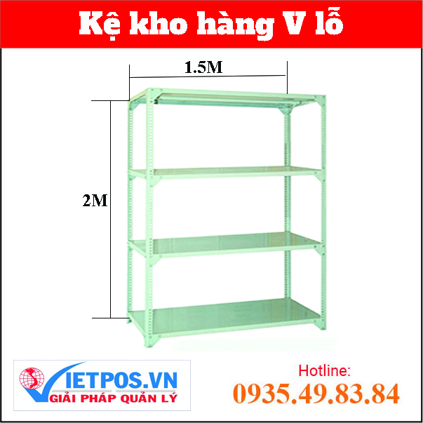 Kệ V lỗ (D1.5MxR0.6MxC2M) 4 tầng